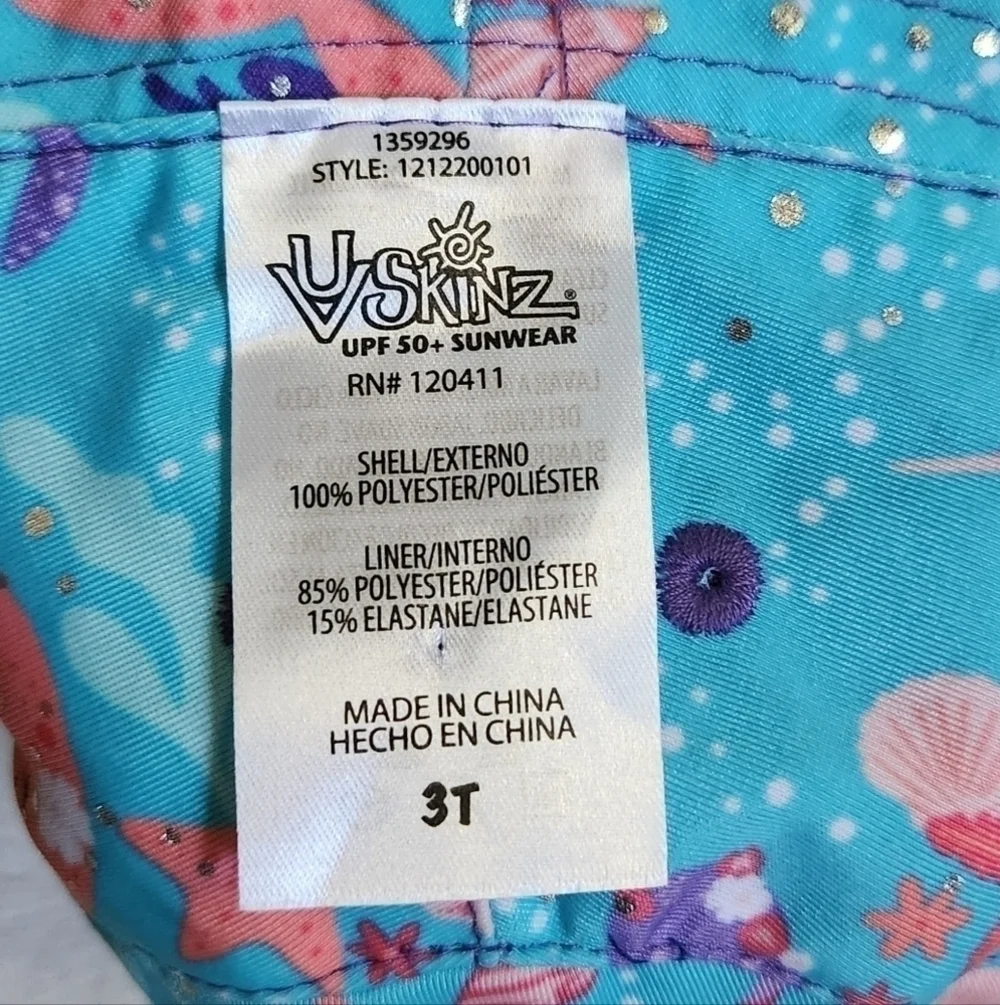 UVSkinz Purple Blue Peach Sea Creatures Reversible Sun Hat Toddler Size 3T